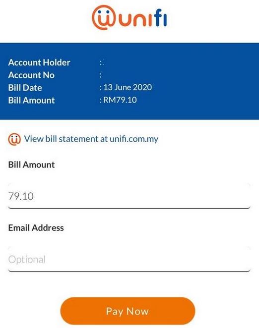 Pay Unifi Bill via Online