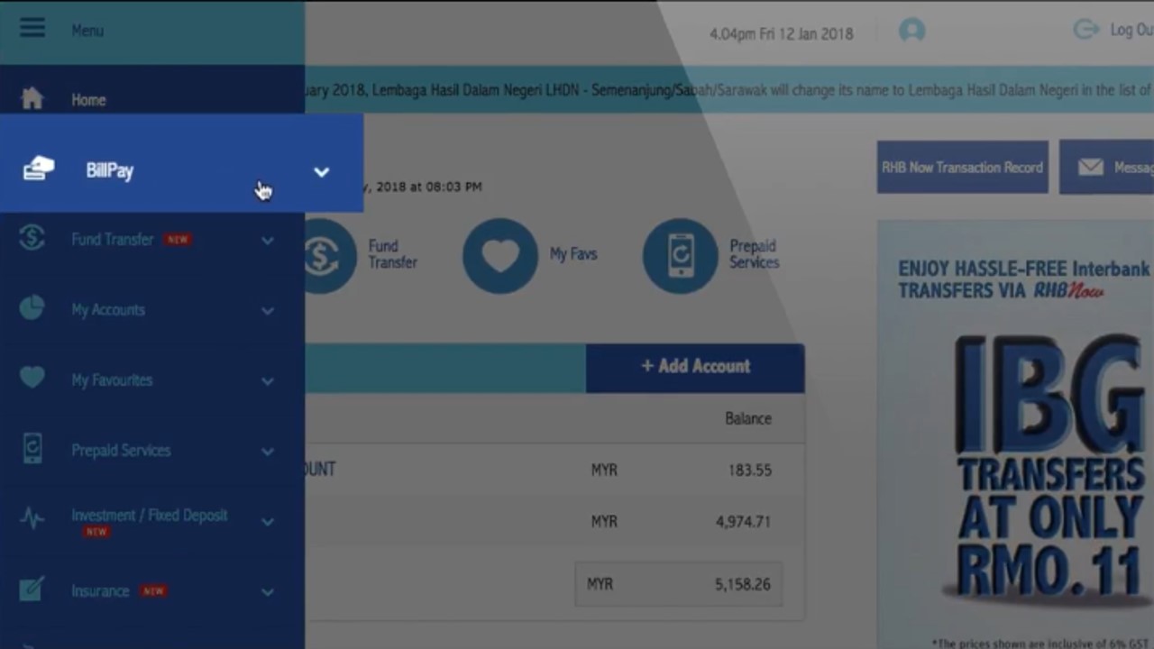 Pay Water Bill Online Malaysia Using RHB Online