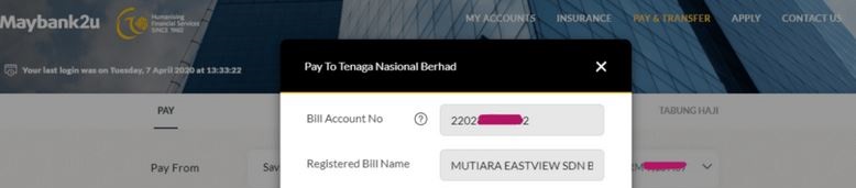 How To Pay TNB Bill Maybank2u Payment Online bill