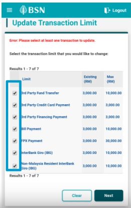 How to Change Transfer Limit BSN Online using Internet Banking