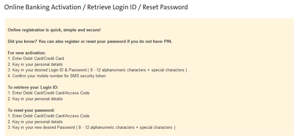 How to Reset Password OCBC Online Banking via Internet Portal Banking